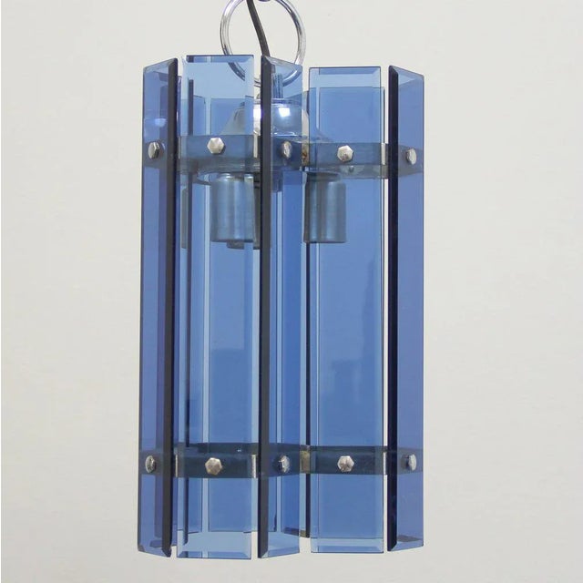 Beveled Murano Glass Ceiling Lamp from Veca, 1970s For Sale - Image 4 of 6