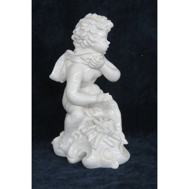 Mid 20th Century Porcelain White Cherub Wearing a Scarf Sculpture Figurine Made in Italy For Sale - Image 5 of 12