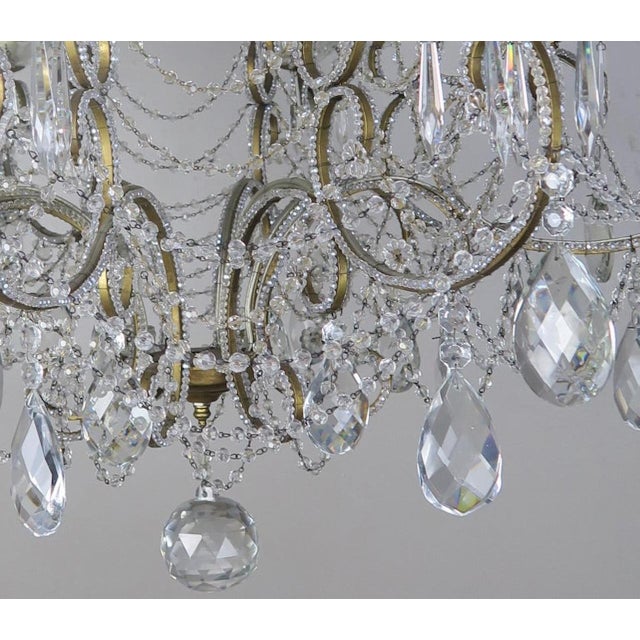 French Crystal Beaded 8-Arm Chandelier, 20th Century For Sale - Image 9 of 12