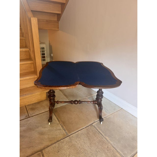 Antique Victorian Burr Walnut Card Table, 1860 For Sale - Image 10 of 11