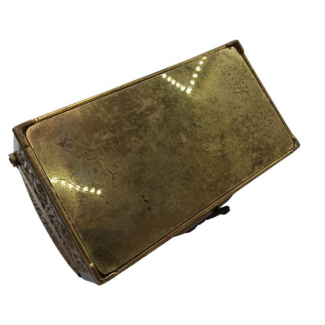 Rare 1900s German Erhard & Sohne Bronze Brass Jewelry Box Treasure Chest Catch All Trinket Box Art Nouveau For Sale - Image 9 of 9