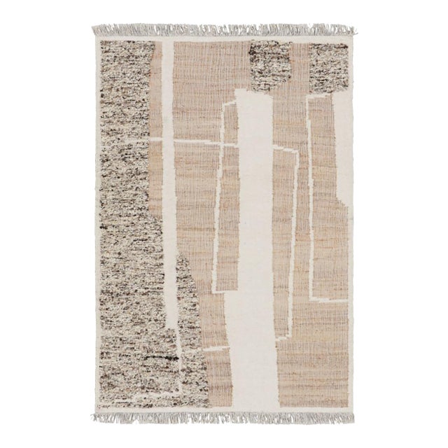 Rug & Kilim’s Abstract Flatweave With Cream and Beige Geometric Patterns For Sale