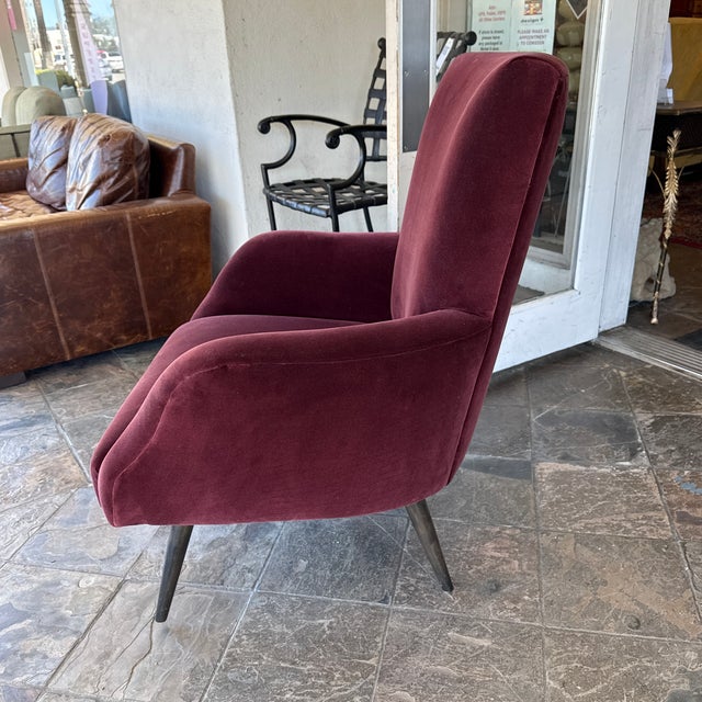 Burgundy Julia Katrine Designs Burgundy Silk Velvet Accent Chair For Sale - Image 8 of 12