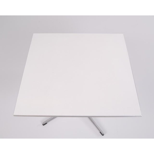 Coffee Table by Arne Jacobsen and Piet Hein with White Laminate Top and Steel Edge For Sale - Image 3 of 8
