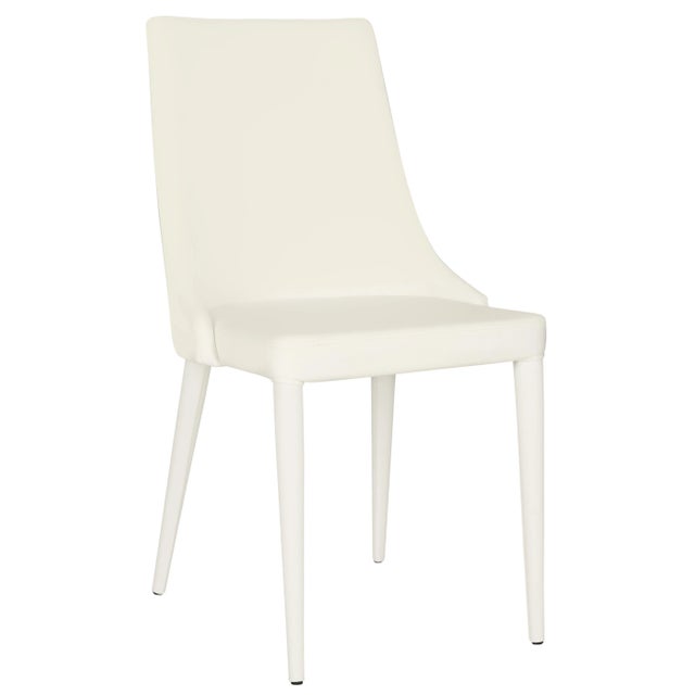 Modern 19''H Leather Side Chair in White - a Pair For Sale - Image 3 of 8