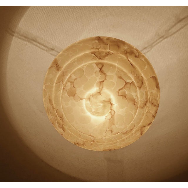 Art Deco Pendant Light in Pink Marble Glass, 1930s For Sale - Image 12 of 17