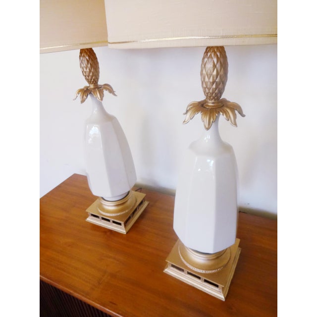 1960s Ceramic and Gold Gilt Pineapple Lamps Set of 4 Chairish