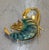 1950s-60s gold tone/green swirl/faux pearl shrimp brooch. Excellent condition.