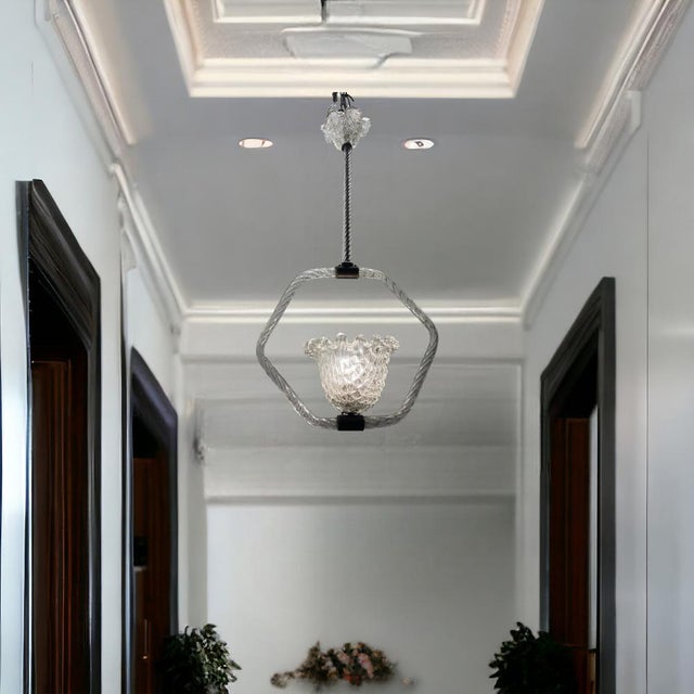 Murano Glass Barovier Light Pendant, 1940s For Sale - Image 4 of 11