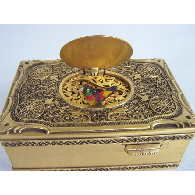 Filigree Singing Bird Box by K. Griesbaum, 1960s For Sale - Image 6 of 14