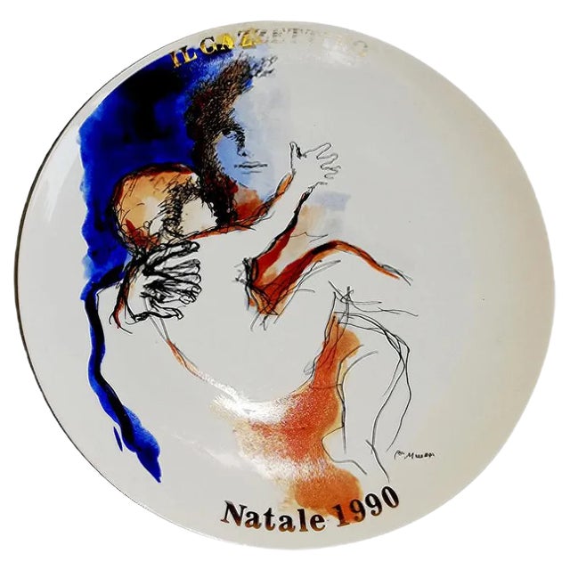 Vintage Ceramic Plate by Renato Guttuso for Tognana, 1990s For Sale