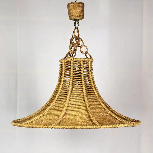 Adrien Audoux and Frida Minet Pagoda suspension. Braided rope on lacquered metal support 1950. Electrification verified....