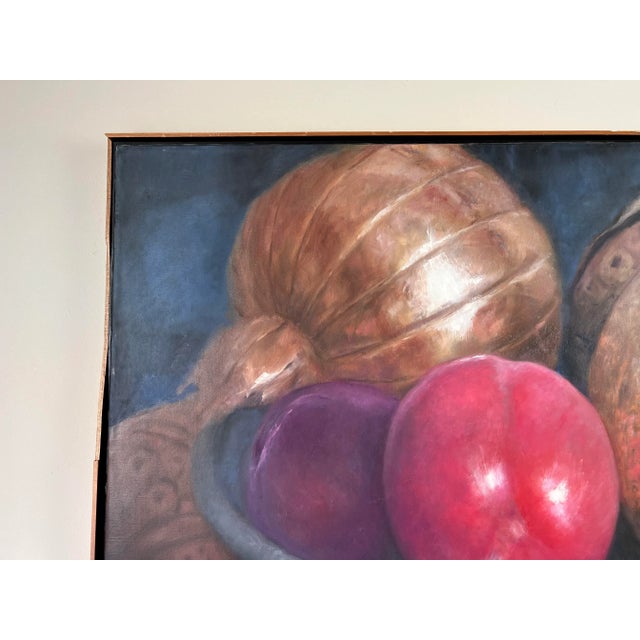 1990s 90's Venezuelan Mohamed " Still Life With Metals & Fruits " Oil Painting For Sale - Image 5 of 13
