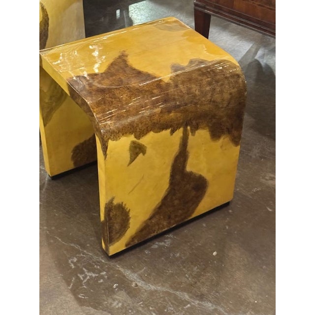Pair of Art Deco Style Italian Parchment Side Tables For Sale - Image 4 of 6