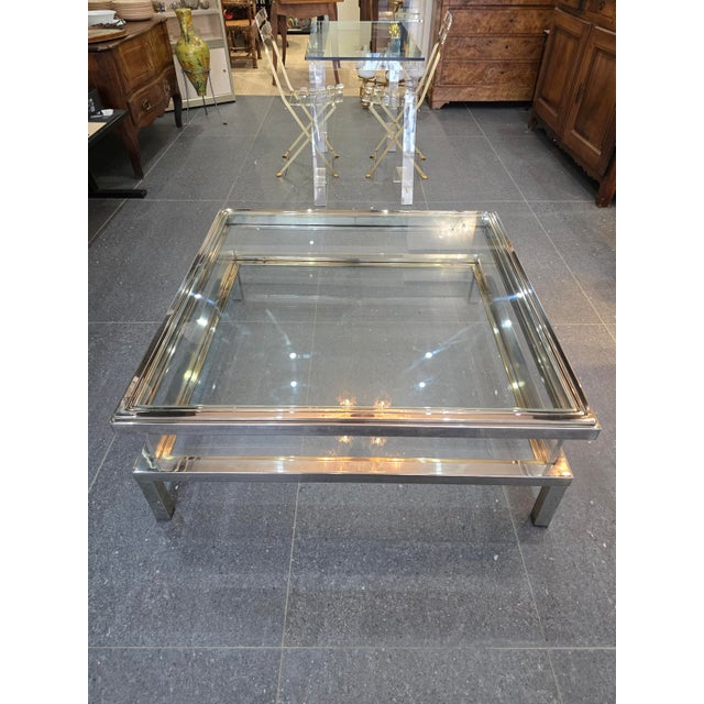 Coffee Table with Sliding Top in Chrome and Glass, 1970s For Sale - Image 12 of 18