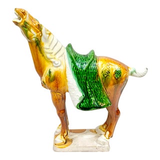 Vintage Sancai Glazed Chinese Horse Figurine For Sale