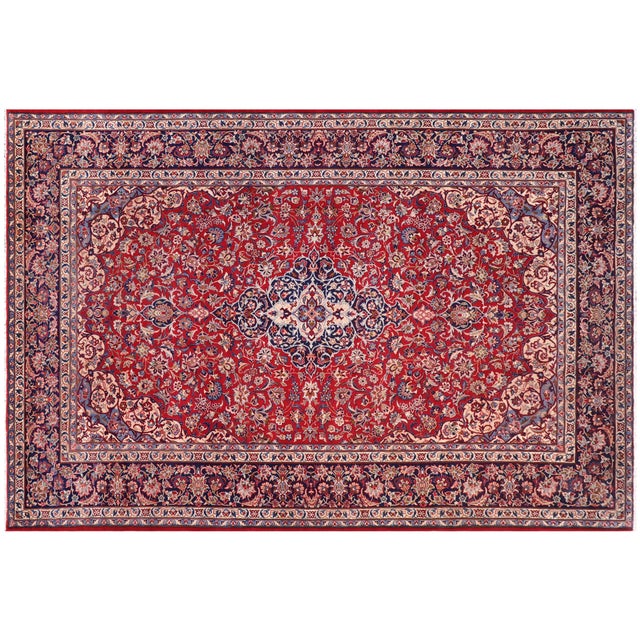 Shabby Chic Antique Red/Blue Wool Rug - 9'3'' X 13'8'' For Sale - Image 9 of 10