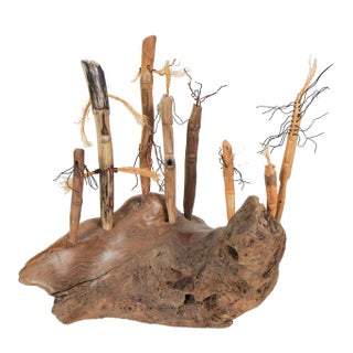 Contemporary Driftwood Abstract Figure Sculpture For Sale