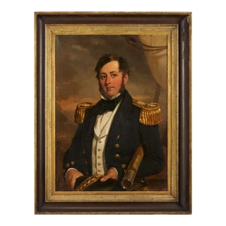 British School 19th C. O/C Nautical Portrait For Sale