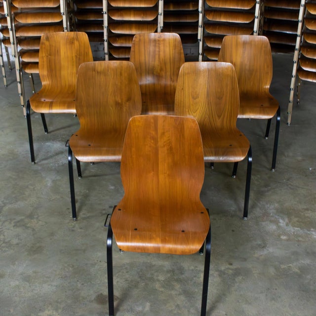 Late 20th to Early 21st Century Modern Walnut Molded Plywood Chairs Stackable Connectable Restored Selling Separately For Sale - Image 4 of 18