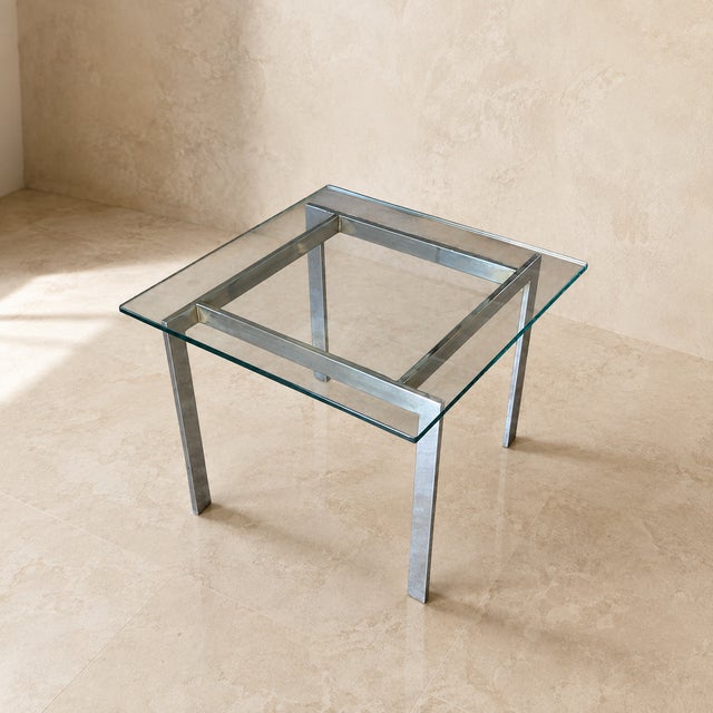 Vintage Modernist Chrome and Clear Glass Square Side Table For Sale - Image 14 of 17