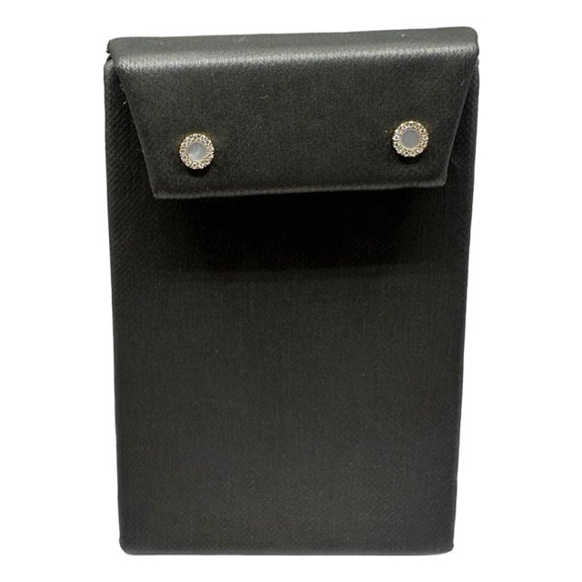 Mother of Pearl & Diamond Studs in 14kt Yellow Gold - 0.10ctw Gh Si, 5.2mm, A Pair For Sale