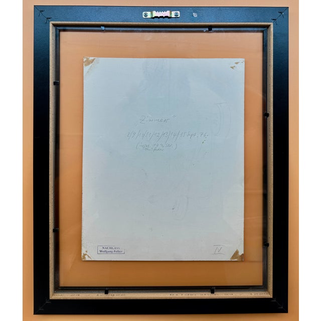 Wolfgang Felber, Zimmer, 1976, Coloured Pencil on Paper, Framed For Sale - Image 4 of 6