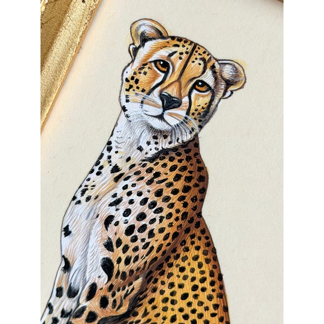 Realism Original Hand-Painted Leopard Painting in a Gilded Frame For Sale - Image 3 of 5