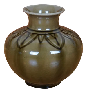 1951 Rookwood Green Brown Glaze Bulbous Bud Vase, LI 7062