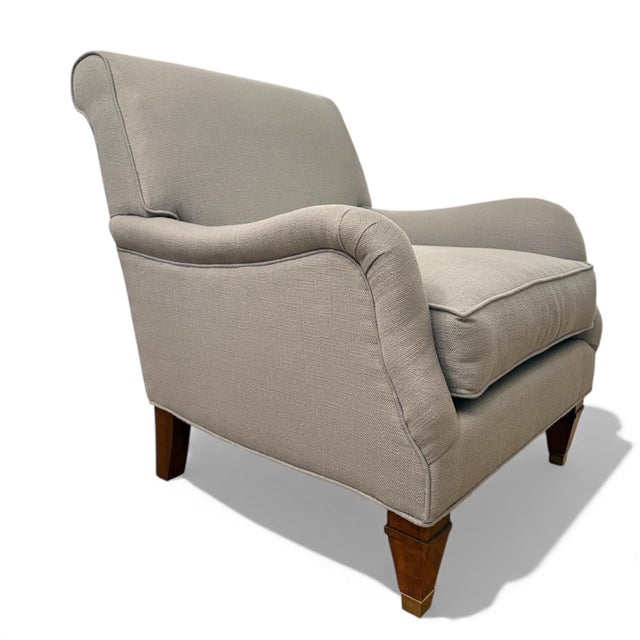 Massoud Furniture Massoud English Roll Arm Club Chairs- A Pair For Sale - Image 4 of 10