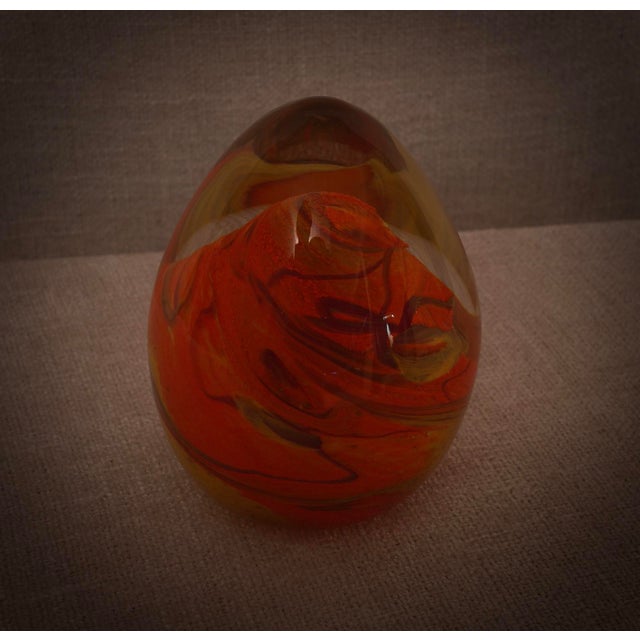 Mid-Century Modern Murano Art Orange Glass Egg, Italy, 1980s For Sale - Image 6 of 11