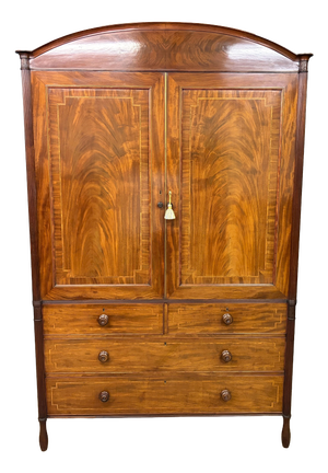 Georgian Inlaid Mahogany Linen Press, 1824
