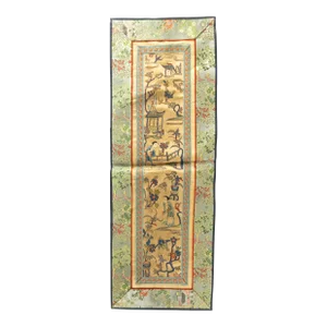 19th Century Chinese Silk Embroidered Forbidden Stitch Panel