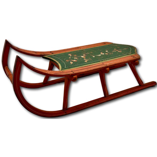 Outstanding Antique American Victorian Childs Snow Sled With Beautiful Original Hand Painted Features - Circa 1870s For Sale - Image 9 of 18