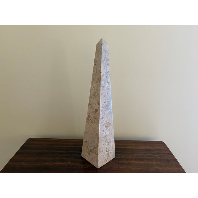 Late 20th Century Neoclassical Marble Obelisk in Variegated Brown and Tan Stone For Sale - Image 11 of 12