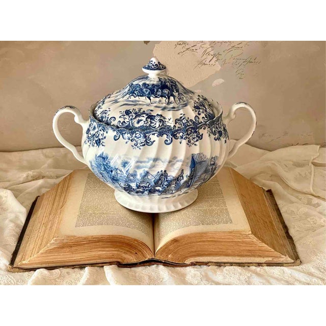 A large English tureen with a ribbed profile and raised vertical grooves. The condition is absolutely perfect despite its...