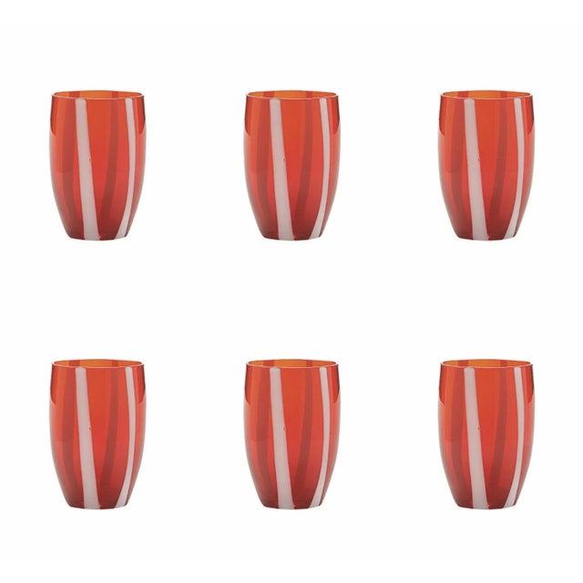 Zafferano Gessato Tumbler in Red - Set of 6 For Sale In New York - Image 6 of 6