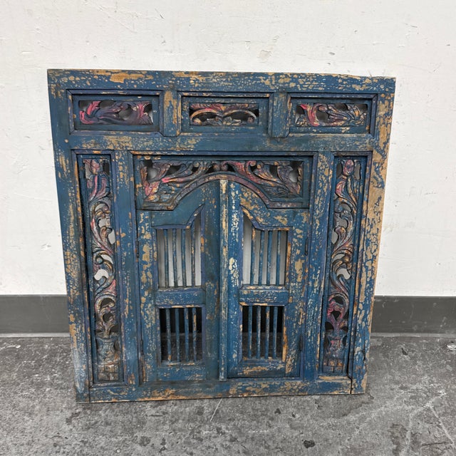 Indonesian Carved Wood Window Wall Decor For Sale - Image 11 of 12