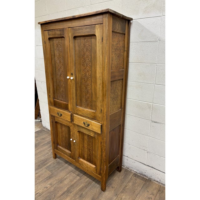 Antique Rustic Primitive Early American Pie Safe Cupboard Pantry For Sale In Kansas City - Image 6 of 14