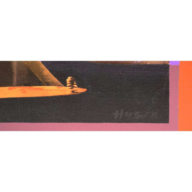 1960s "Danger" - Original Modernist Oil Painting on Canvas by Jean Hyson For Sale - Image 5 of 7