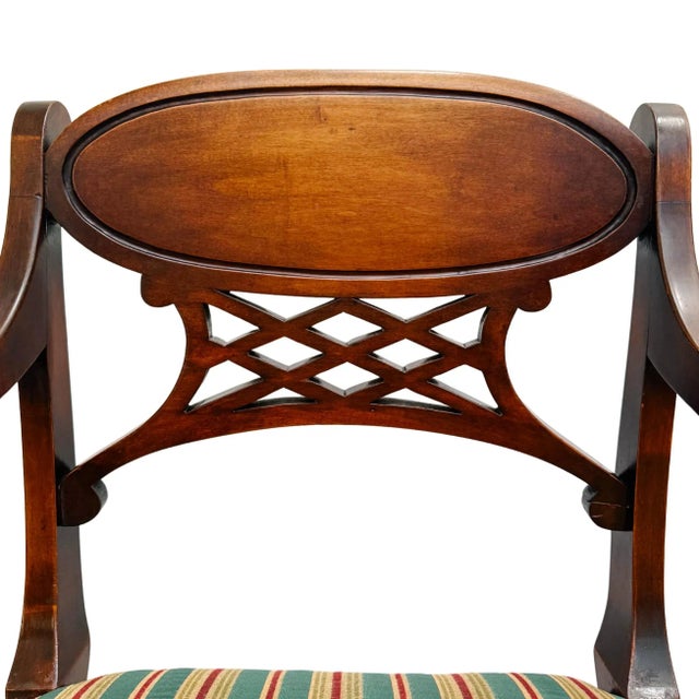 19th Century English Regency Sheraton Chair With Carved Lion's Paws and Lattice Back For Sale - Image 10 of 12