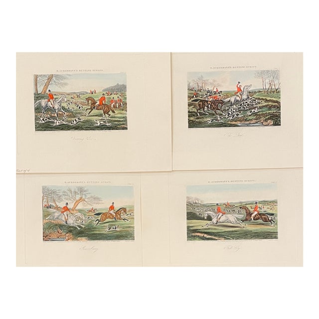 Set of Four Ackermann's Hunting Scraps English Sporting Art Prints For Sale