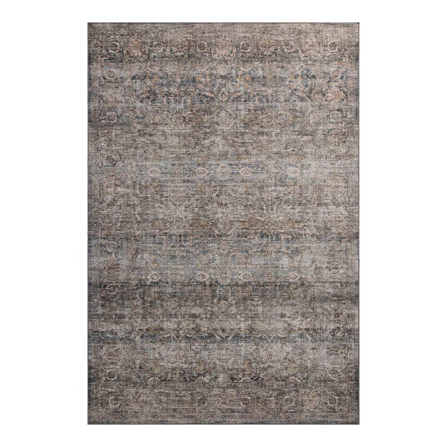 Amber Lewis x Loloi Josie Dove / Gold 2'-6" x 7'-6" Machine Washable Runner Rug For Sale