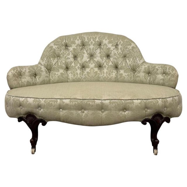 Antique 19th Century English Victorian Mahogany Button-Back Settee For Sale - Image 11 of 11