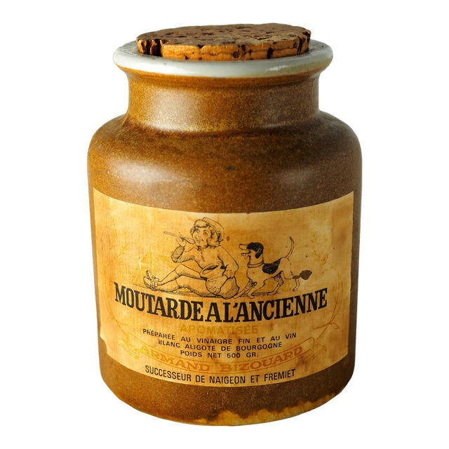 1950s Vintage French Mustard Stoneware Pot For Sale