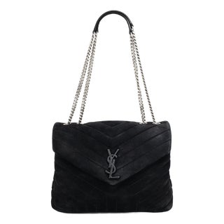 Saint Laurent Loulou Medium Suede Matelassé Chain Shoulder Bag For Sale