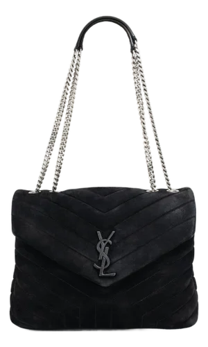 Saint Laurent Loulou Medium Suede Matelassé Chain Shoulder Bag