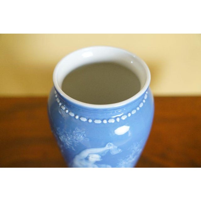 Pair of Antique Limoges Pâte-Sur-Pâte Blue Porcelain Vases For Sale - Image 11 of 13