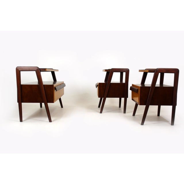 Mid-Century Modern Mid-Century Modern Czech Mahogany Nightstands and Low Cabinet from Jitona, 1960s, Set of 3 For Sale - Image 3 of 18