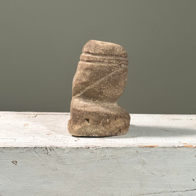 18th Century Antique Hand Carved Folk Art Stone Effigy Bust For Sale - Image 5 of 6